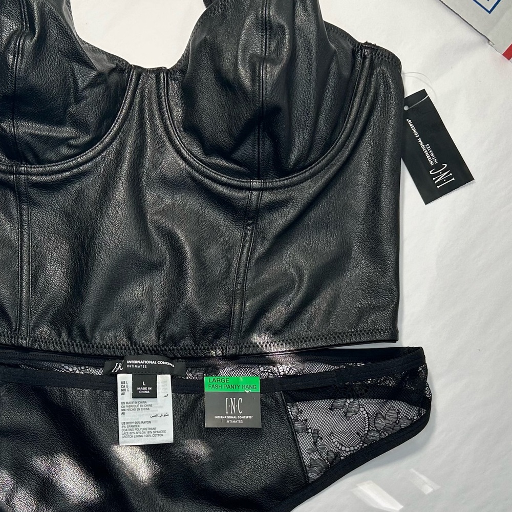 INC International Concepts Black Bustier Bra panties large underwear - Picture 9 of 10